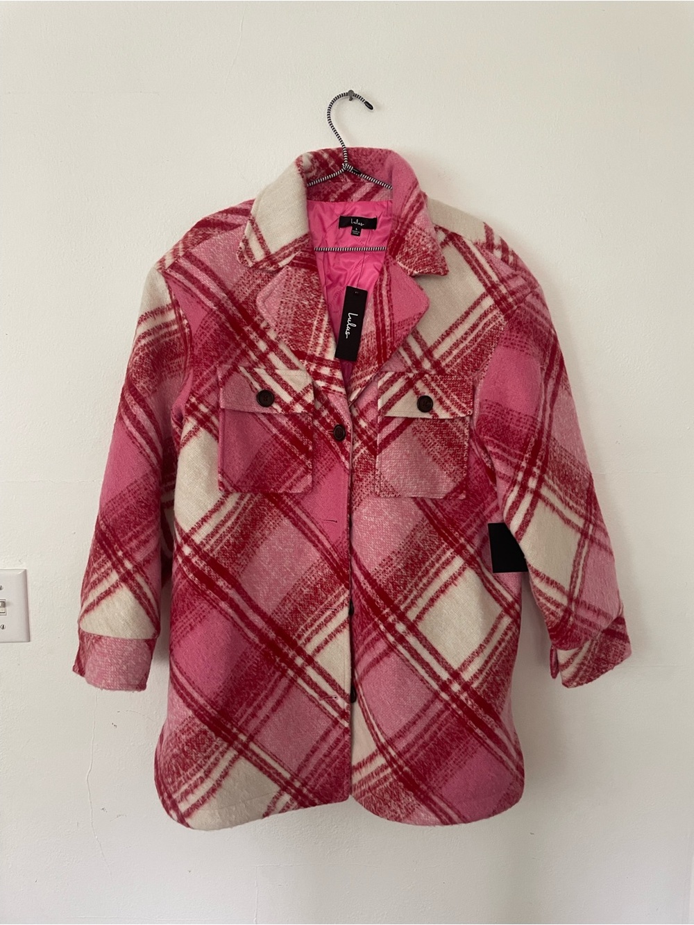 Lulu’s Pink Plaid Jacket - NWT